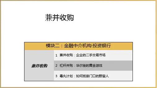 从金融的角度理解兼并与收购