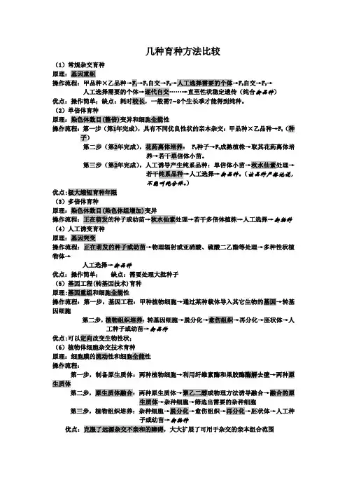 几种育种方法比较