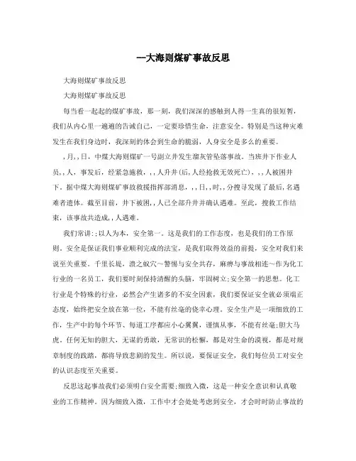 --大海则煤矿事故反思