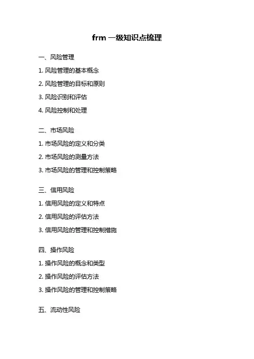 frm一级知识点梳理