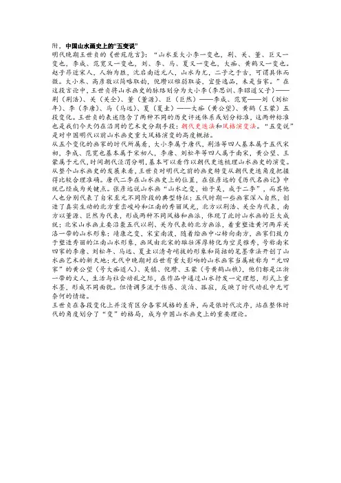 中国山水画史上的“五变说”