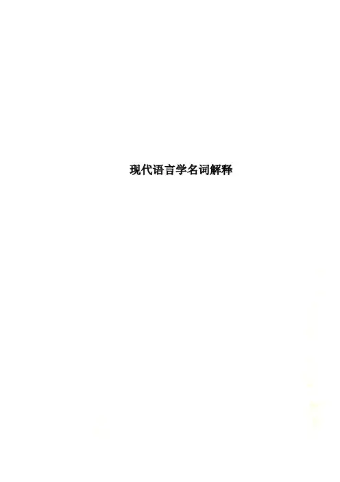 现代语言学名词解释