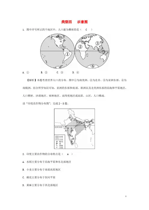 中考地理总复习专题一读图用图绘图专题分类攻略类型四示意图练习