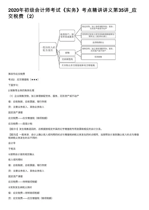 2020年初级会计师考试《实务》考点精讲讲义第35讲_应交税费（2）