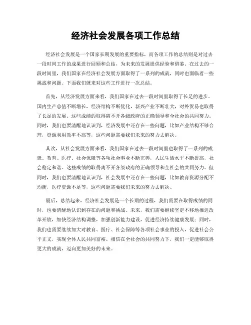 经济社会发展各项工作总结