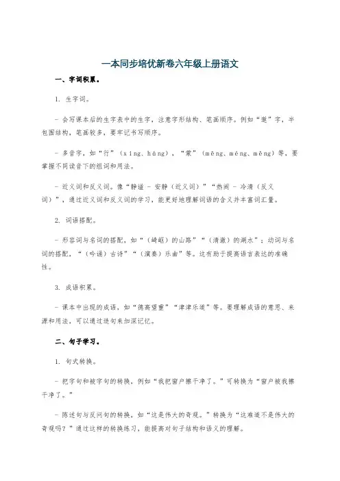 一本同步培优新卷六年级上册语文