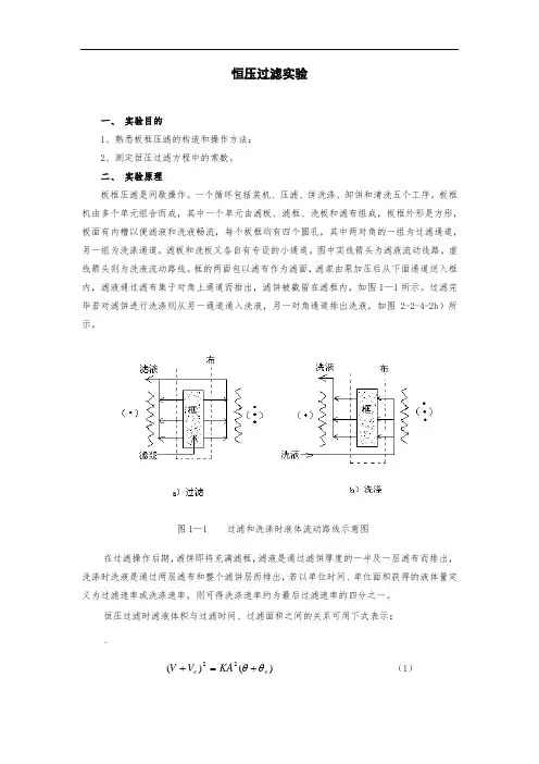 化工原理过滤实验报告