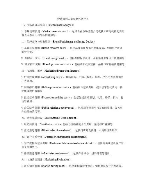 营销策划方案预算包括什么