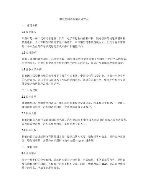 铝型材网络营销策划方案