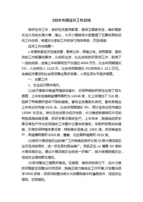 2020年度征兵工作总结