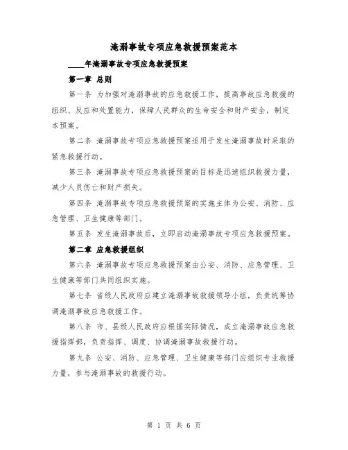 淹溺事故专项应急救援预案范本(2篇)
