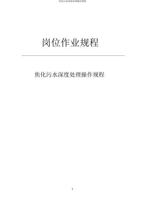 焦化污水深度处理操作规程