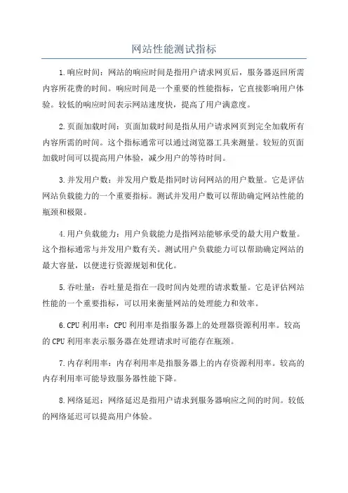 网站性能测试指标