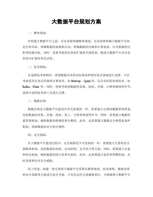 大数据平台规划方案
