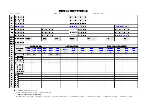 建设项目环境保护审批登记表