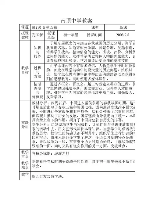 第3课 春秋五霸