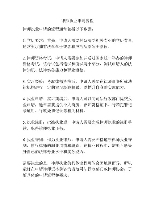 律师执业申请流程