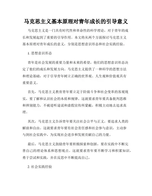 马克思主义基本原理对青年成长的引导意义