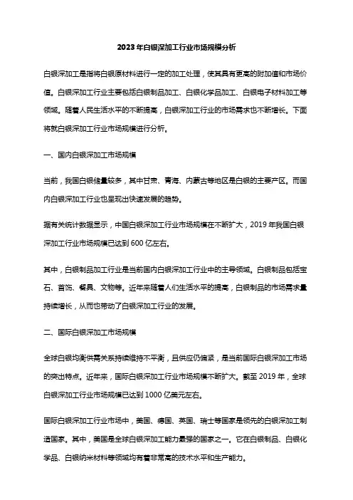 2023年白银深加工行业市场规模分析
