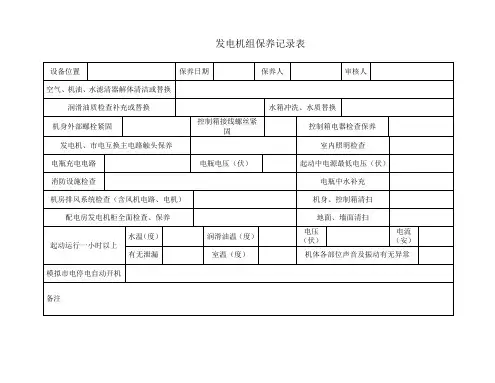 发电机组保养记录表