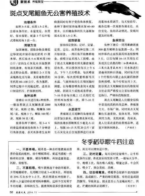 斑点叉尾鮰鱼无公害养殖技术