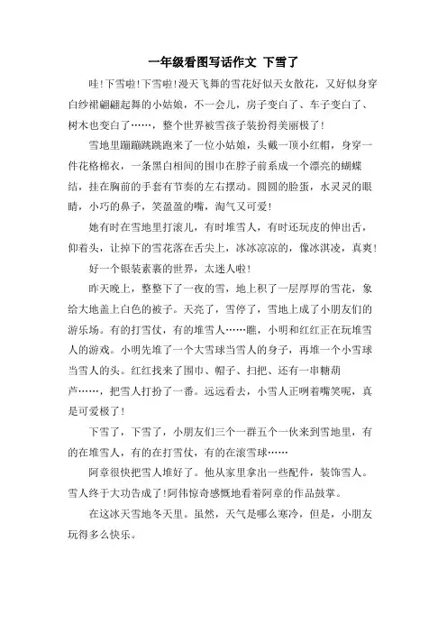一年级看图写话作文 下雪了