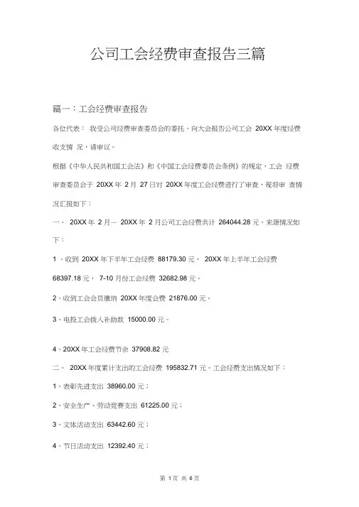 公司工会经费审查报告三篇