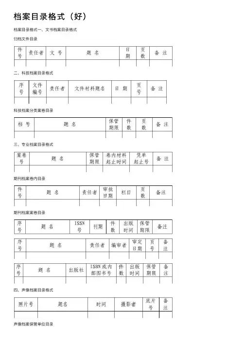 档案目录格式（好）