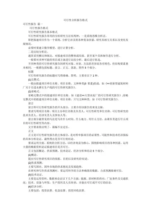 可行性分析报告格式