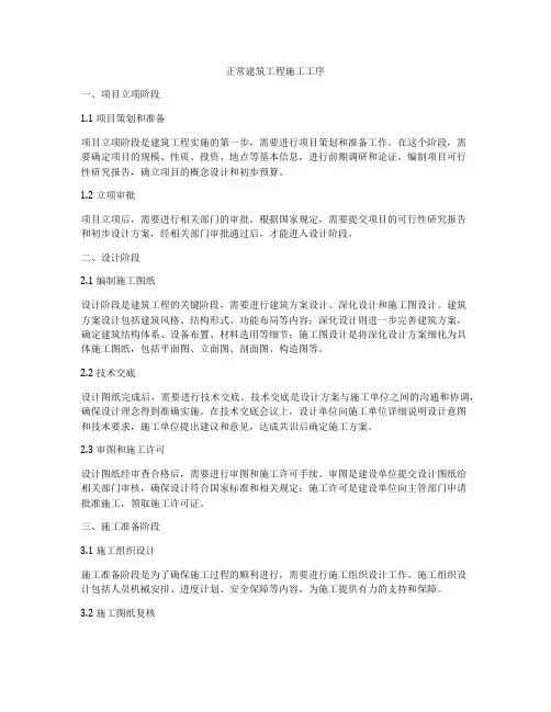 正常建筑工程施工工序