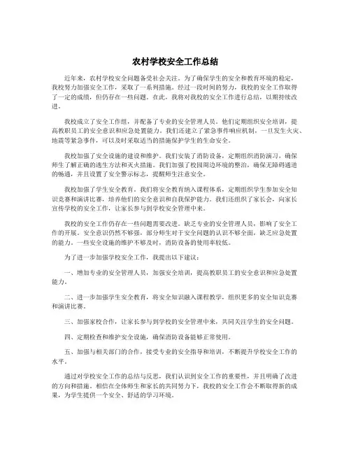 农村学校安全工作总结