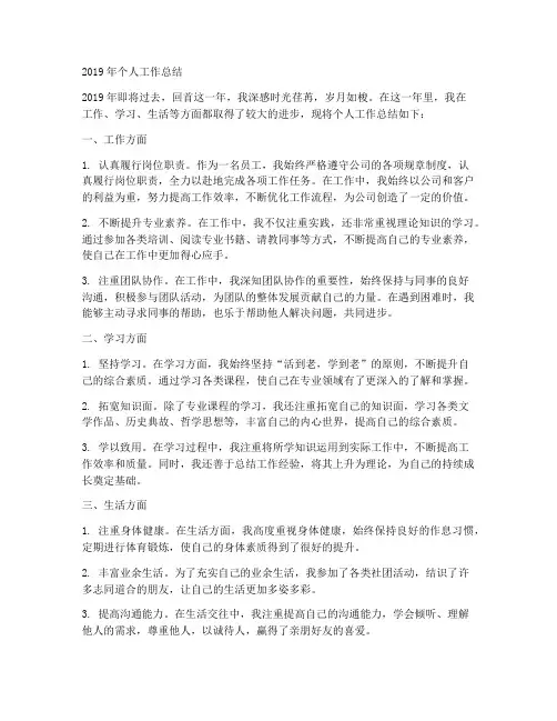 二o一九年个人工作总结
