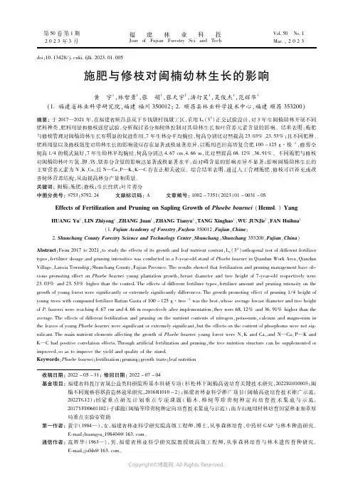 施肥与修枝对闽楠幼林生长的影响