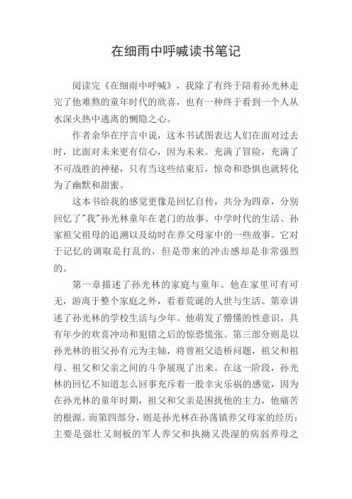 在细雨中呼喊读书笔记