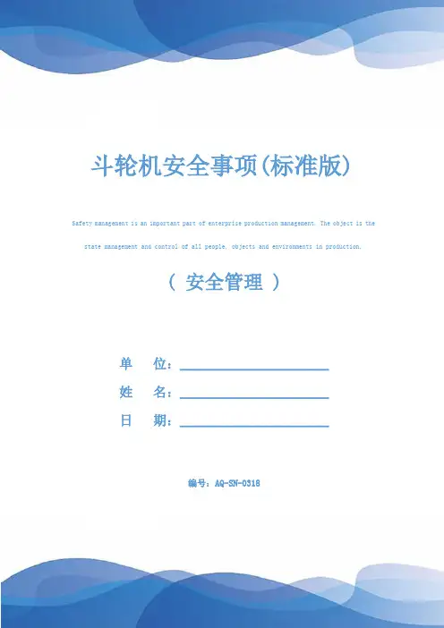 斗轮机安全事项(标准版)