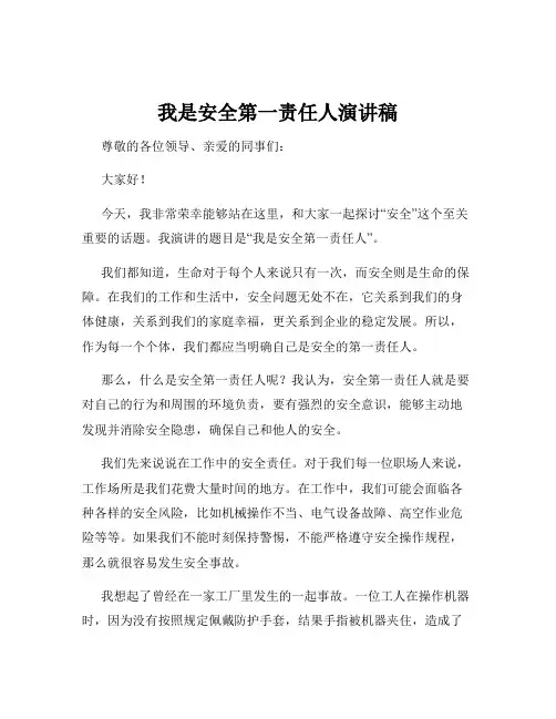 我是安全第一责任人演讲稿