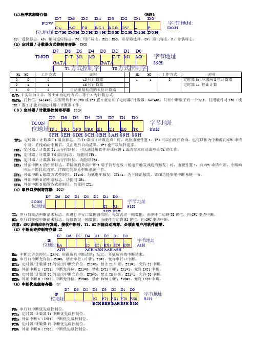 (1)程序状态寄存器(PSW)