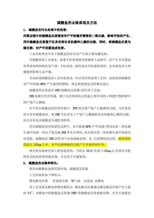 硫酸盐的去除原理及方法