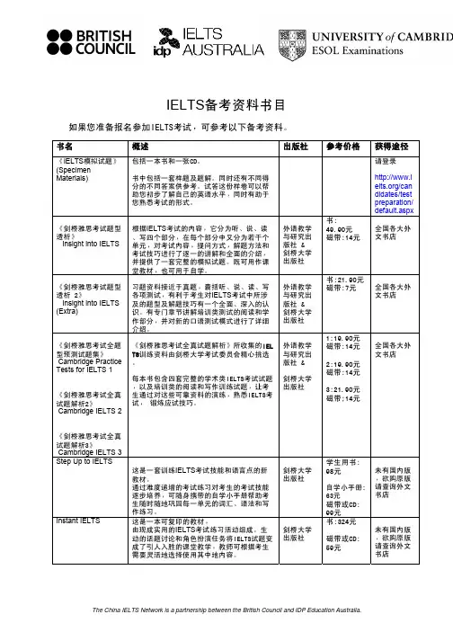 官方推荐雅思考试备考书目