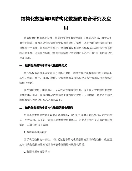 结构化数据与非结构化数据的融合研究及应用