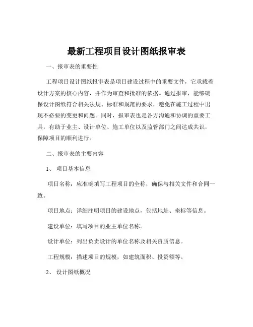 最新工程项目设计图纸报审表