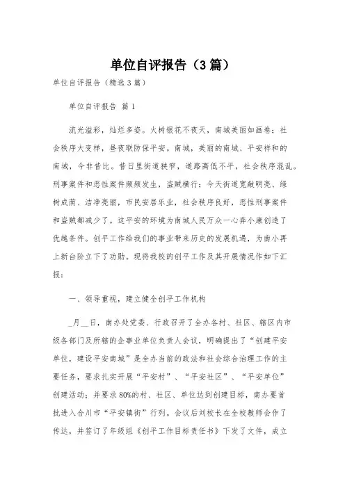 单位自评报告(3篇)