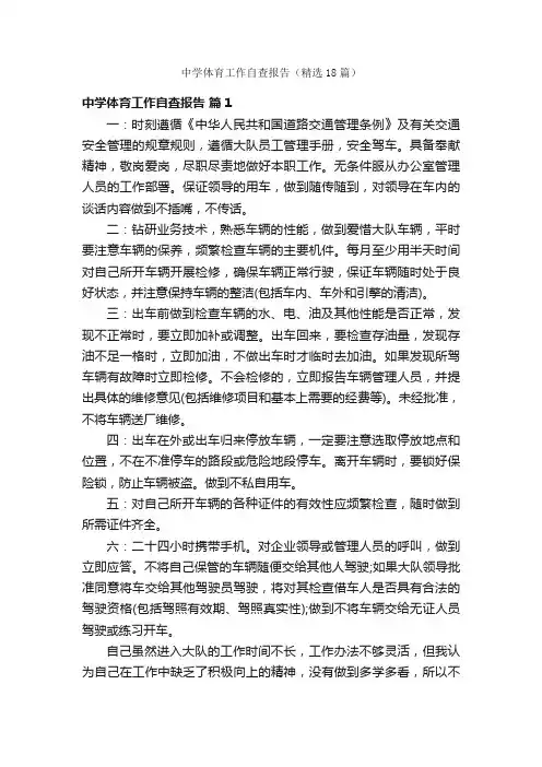 中学体育工作自查报告（精选18篇）