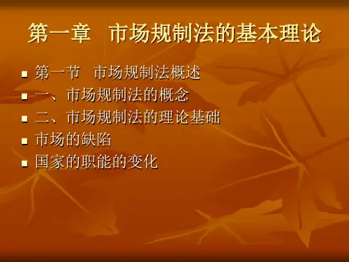 市场规制法的基本理论