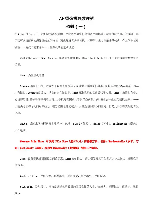ae摄像机参数详解