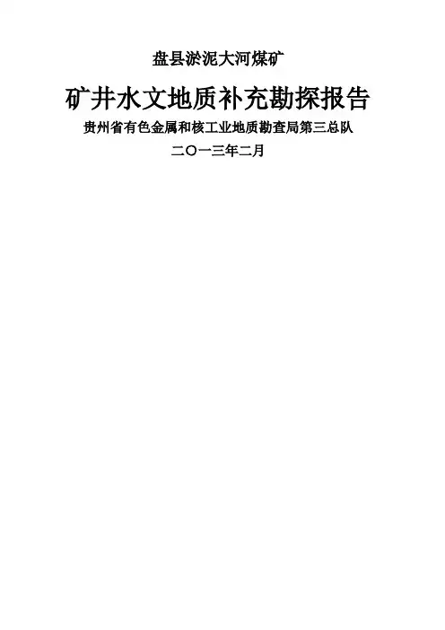 水文地质补充勘探报告