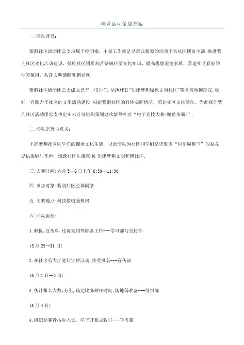 电竞活动策划方案