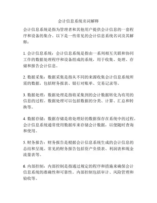 会计信息系统名词解释