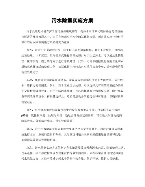 污水除氟实施方案