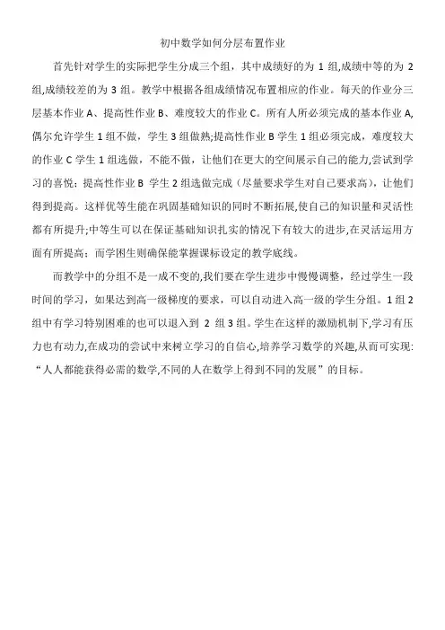初中数学如何分层布置作业